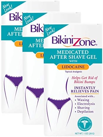 Bikini Zone Medicated After Shave Gel - Instantly Stop Shaving Bumps, Irritation, Redness & Itching in Sensitive Areas - Gentle, Clear Formula - Dermatologist Approved (1 OZ, Pack of 3)