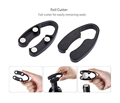 Air Pump Wine Bottle Opener with Foil Cutter, Vacuum Stopper, and Aerator Pourer