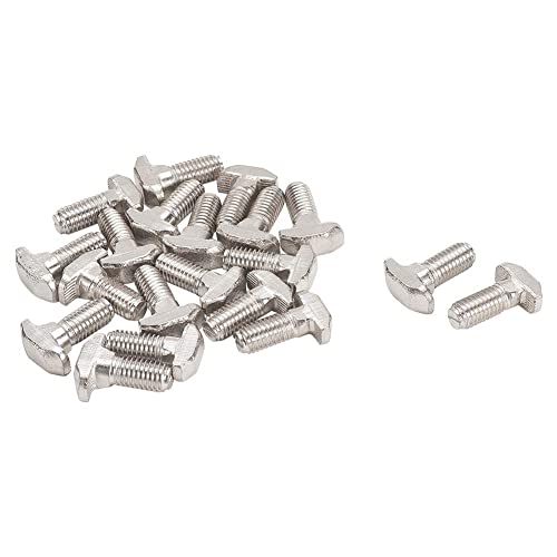 Image of Auniwaig M6 x 20mm T-Slot Drop-in Bolts, T-Bolts, Carbon Steel, Silver, 20pcs