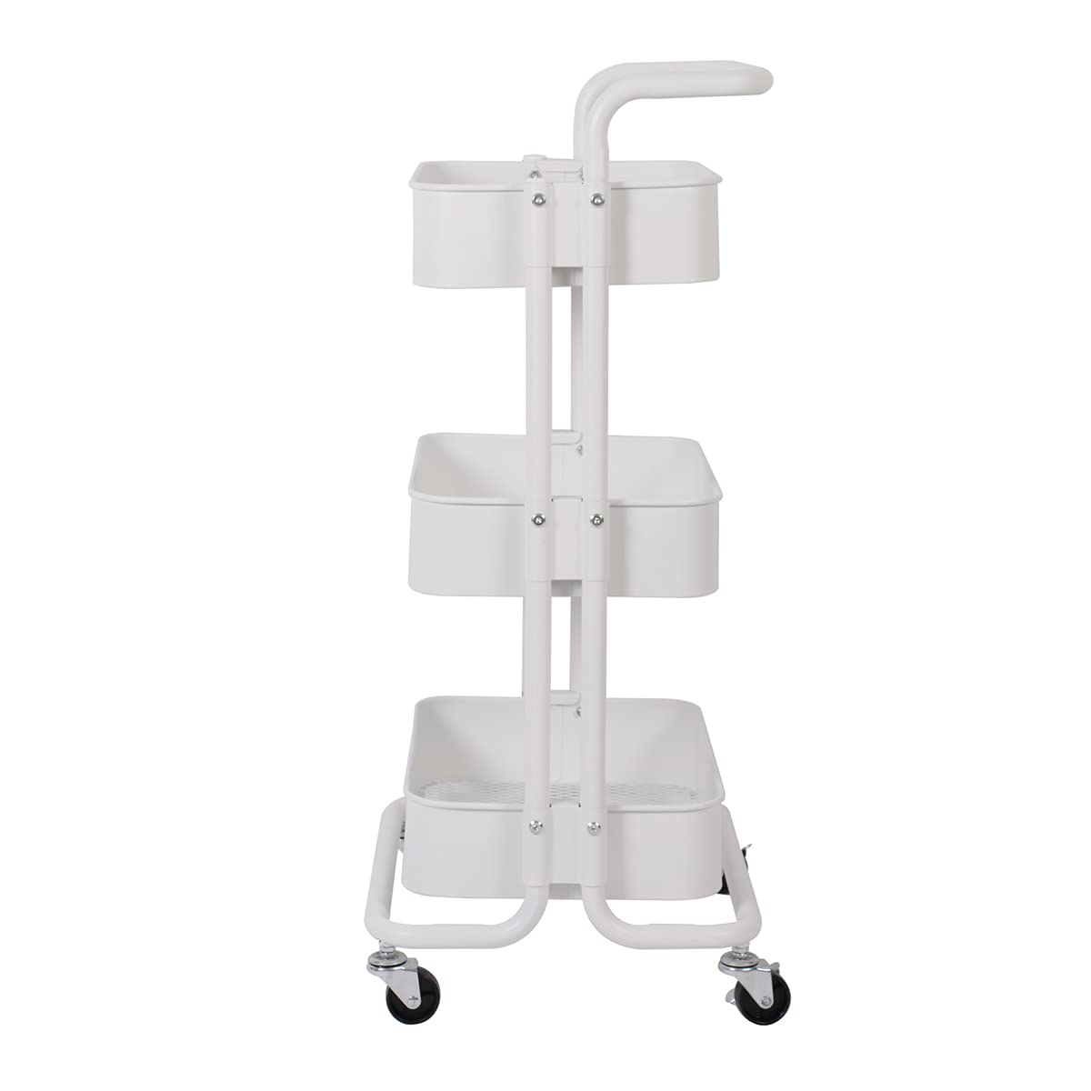 T-LoVendo Carro De Cocina Metalico con Ruedas. Carrito Auxiliar Multiuso.3 Cajones de Almacenamiento. 85x43x37cm. Ideal para Frutas, Verduras, Cocina, Salón, Oficina. Color Blanco