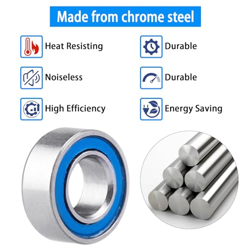 Image of 10pcs MR84-2RS Ball Bearings - Miniature Deep Groove Ball Bearing Double Blue Rubber Sealed Chrome Steel for RC Cars /Planes /Drone /Robotics and Small Electric Motors(4x8x3mm)