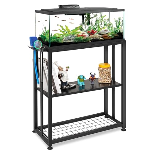Retyion Soporte de metal para pecera, mesa de pecera de 20 galones con soporte de herramientas de acuario adecuado para oficina en casa, 24.8 pulgadas de largo x 9.1 pulgadas de ancho x 30.1 pulgadas Retyion Soporte de metal para pecera, mesa de pecera de 20 galones con soporte de herramientas de acuario adecuado para oficina en casa, 24.8 pulgadas de largo x 9.1 pulgadas de ancho x 30.1 pulgadas