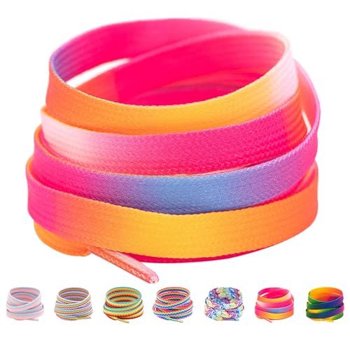 Image of Booyckiy 3 /4 inch Wide Satin Ribbon Shoelaces Flat Colorful Shoe Laces for Women Girls