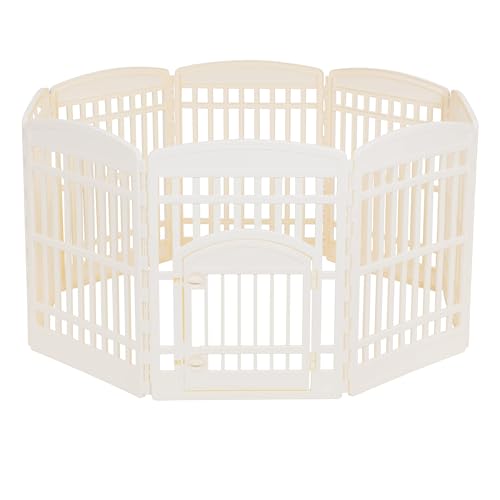 Amazon Basics 8-Panel Indoor Pet Dog Octagonal Playpen, Puppy Playpen with Door, Easy Assemble Easy Storing, 34 in, Beige