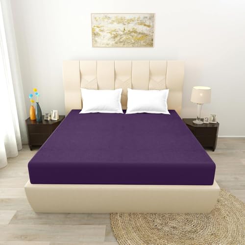 Image of 100% Waterproof Premium Cotton Feel Mattress Protector Queen Size, 78x60 Inches | Breathable and Hypoallergenic Ultra Soft Fitted Bed Protector Cover Fits Upto 10 Inches- Queen (Wine)