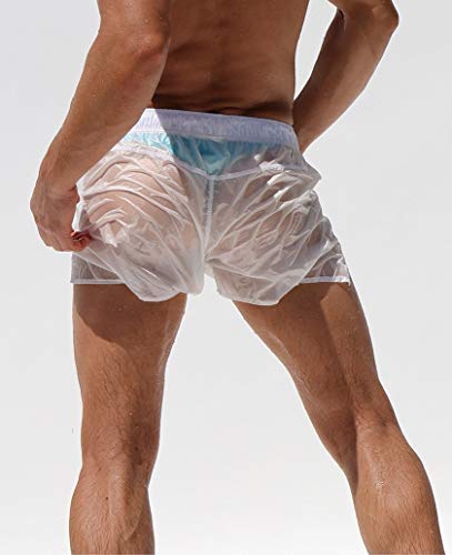 Men's Sexy Shorts Translucent Casual Swim Trunks Beach Pants Quick-Dry3