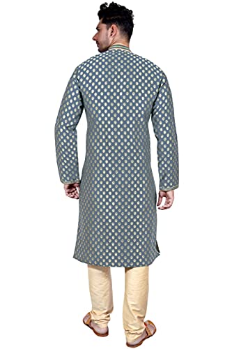 SK105 Men's Grey Kurta Pajama Set Wedding Kurta Pyjama Indian Party Suit4