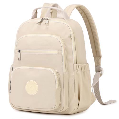 Image of QIXIHU Mini Backpack for Women, Small Backpack for Ladies Bookbag Purse for Women with Handy Wallet and Luggage Strap, Beige