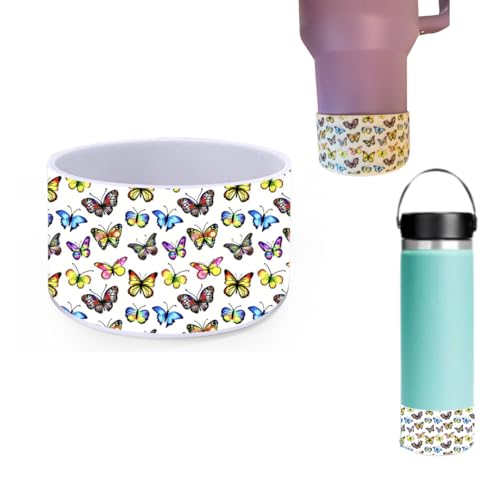 Royalty Essentials Tumbler Protective Silicone Boot Boots for Stanley Water Bottles Cute Anti-Slip Sleeve Cover Water Bottles Fits 2.8-2.95" Base (Butterfly)