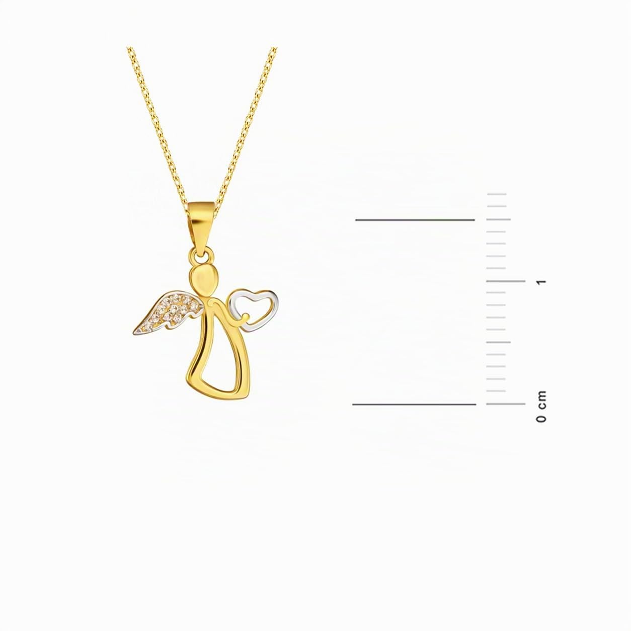 Collana in Oro 9 kt con Pendente a forma di Angioletto con ali ricoperte di Zirconi bianchi. Perfetto come regalo per Battesimi, Comunioni e Cresime ,Compleanno + Confezione Regalo Personalizzata