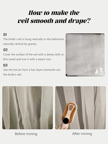 AierHuiOi Bridal Veil 1 Tier Lace Ivory Wedding Veil With Metal Comb veils for women wedding 39 Inch