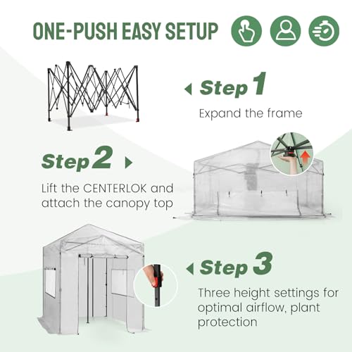Image of CROWN SHADES Walk-in 8x6 Pop Up Portable Greenhouse,White