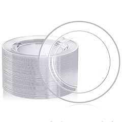 10 Inch Clear Silver Rim Plates