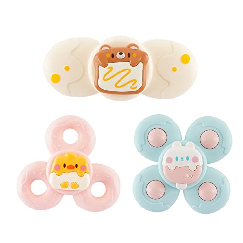 Image of Hundredmore Suction Cup Spinner Toy for Baby 12-18Months,Fidget Spinners/Car Window Spinners/Bath Toys for Toddlers 1-3, Boys and Girls 1st Birthday Sensory Toys Gifts