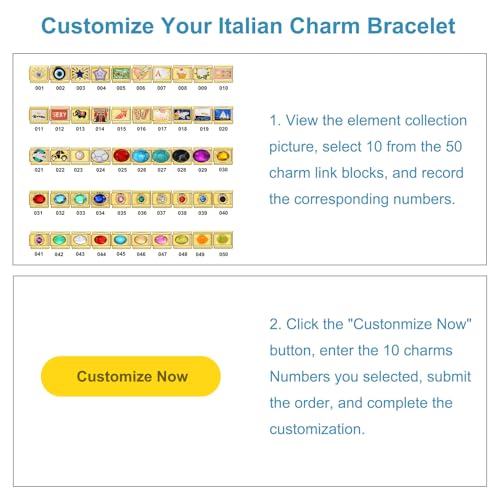Double Fair Custom Italian Charm Bracelet Links - Pick 10 of 80 Styles - 316L Stainless Steel, 9x10mm - Zodiac, Animals, Emojis, Flags, Birthstones - Waterproof, Hypoallergenic3