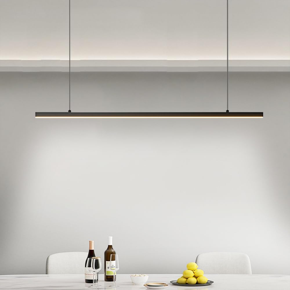 Lampadario lineare a Sospensione Nero, lampadario da soffitto a LED per Isola Cucina, apparecchio di Illuminazione a Striscia Lunga per Tavolo da Pranzo, lampadari per Ufficio.