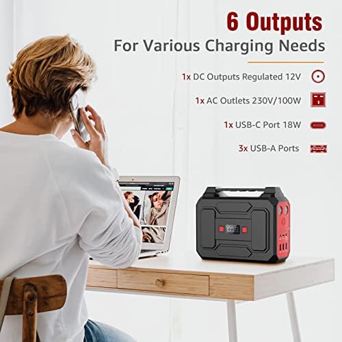 Powkey 99Wh/ 27000mAh Portable Power Station,100W Camping Power Pack,Solar Generator with AC/DC/USB/Type C Outlet for Outdoors Camping Travel Fishing Emergency Power Supply