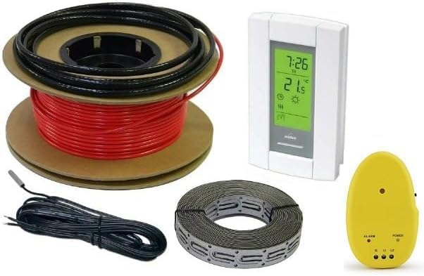 30 sqft Floor Heating Cable Set, Electric Radiant in-Floor Heat Heating Cable Warming System, 120V, 120ft Long Heating Cable, 7-Day Programmable Floor Sensing Thermostat Aube TH115-AF-120S