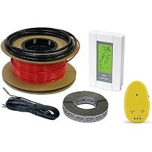 20 sq ft Electric Radiant Floor Heating Cable Kit with Programmable Thermostat - Heated Floor System for Tile, Stone & Laminate Floors, Underfloor Heating Cable Set, 120V