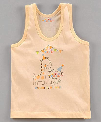 Image of KIKE New Born Baby Pure Cotton Printed Regular Fit Sando Innerwear Baniyan Kids Vest Infants Sleeveless Undershirts for Cute Boys Girls 0-24 Months Pack of 6