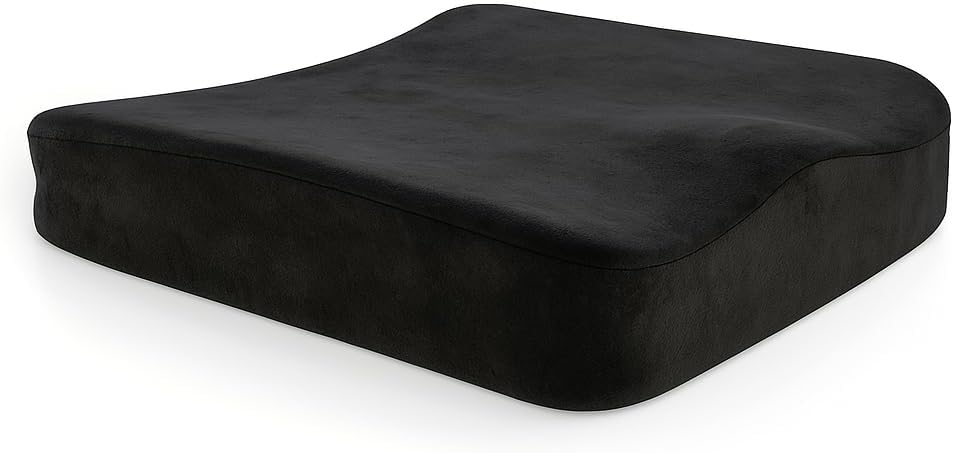 Aeris Large Seat Cushion for Office Chairs - Ergonomic Memory Foam Chair Cushion for Enhanced Comfort During Long Hours of Sitting &Driving - Ideal for Car&Truck Seats,Wheelchairs -With Washable Cover Black