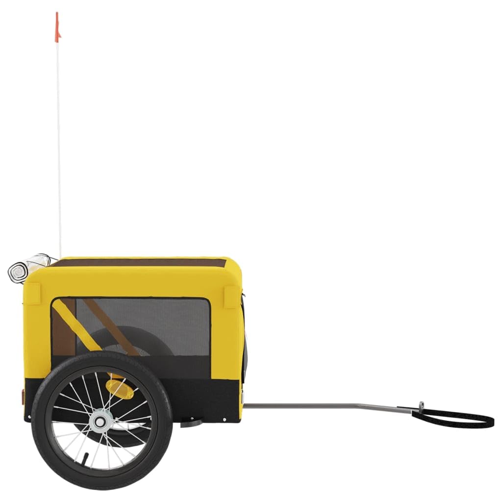 vidaXL Remolque de Bicicleta para Mascotas, Carrito para Perros Gatos, Remolque de Carga para Compra Camping, Hierro Tela Oxford Amarillo Negro