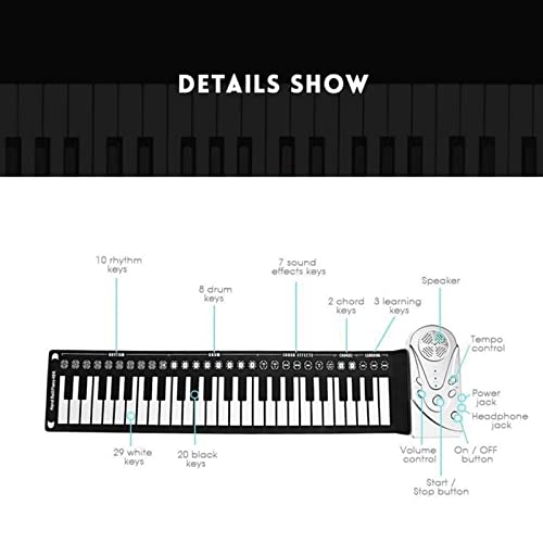 SUFUBAI Piano pliable 49 touches multifonctionnel flexible enroulable piano électronique portable en silicone pour… - Les Beatles, Paul McCartney, John Lennon, RIngo Starr, George Harrison SUFUBAI Piano pliable 49 touches multifonctionnel flexible enroulable piano électronique portable en silicone pour… – Image 6