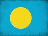 AGDeko® Blechschild Palau Flag Fahne Flagge of Palau Vintage Größe 30x20 cm
