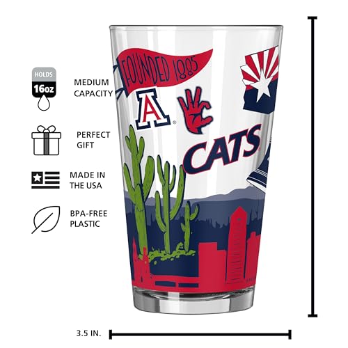 Image of Logo Brands NCAA 16 oz Pint Glass - Durable Glass With Bold Team Color- Chip-Resistant Rim Drinkware For Fans, Tailgates, Home Bars & Everyday Use