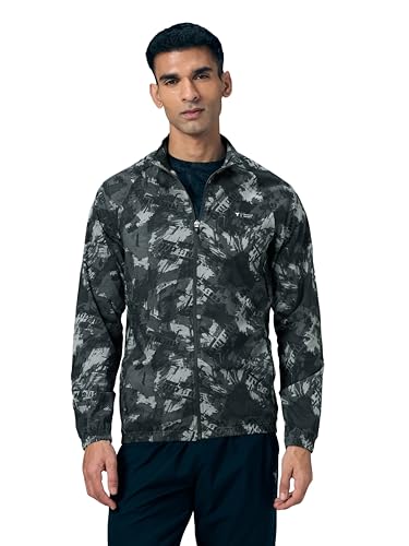 Image of TECHNOSPORT Men's Slim Fit All Over Print High Neck Jacket With TS-Flexi for Gym, Training, Winterwear
