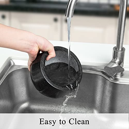Polished Granite Mortar And Pestle Set, Stone Grinder Bowl For Grinding Herbs Spices, Making Guacamo, Salsa, Pepper And Nuts Crusher (Granite, Big) #TOP2