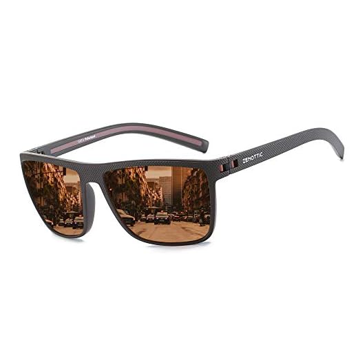 ZENOTTIC Polarized Sunglasses for Men Lightweight TR90 Frame UV400 Protection Square Sun Glasses