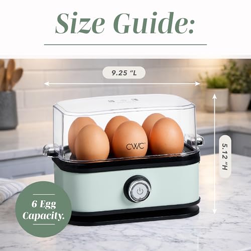 COOK WITH COLOR 6-Egg Capacity Egg Cooker – For Soft, Medium, Or Hard-Boiled Eggs, Rapid Cook Time, Auto Shut-Off & Boil-Dry Protection – Includes Tray, Measuring Cup & Lid – 210W Egg Maker, Sage - image 4