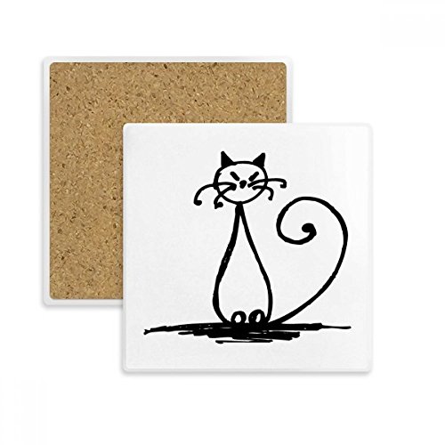Coaster chat queue frisée anti tache table dessous de verre absorbant - 2