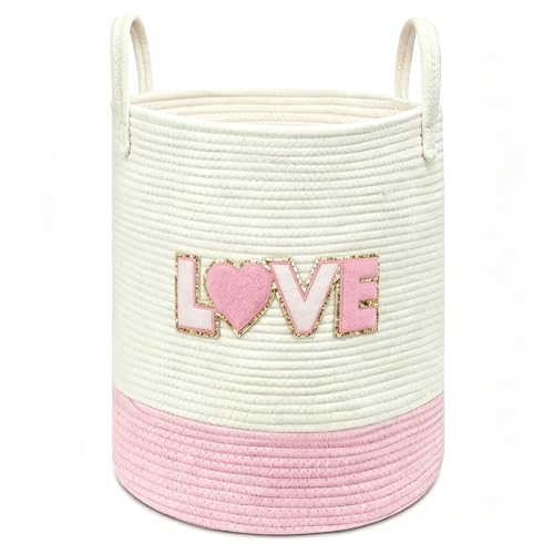 Goodheim Pink Laundry Hamper, Tall Storage Basket for Nursery