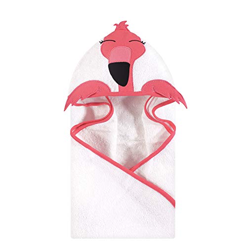Image of Hudson Baby Unisex Baby Cotton Animal Face Hooded Towel, Modern Flamingo, One Size