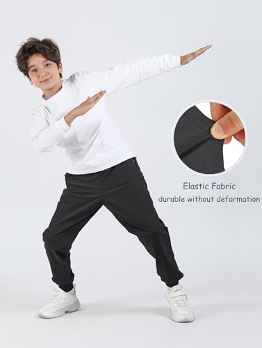 HIBETY Boys' High Performance Track Pants: Moisture-Wicking and Breathable with Adjustable Elastic Waistband3