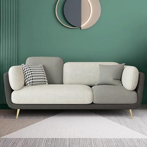 Image of Black Wood Modern Montez Luxurious Velvet 3 Seater Sofa for Bedroom, Living Room, Dining Room, Drawing Room, Home Office in Bug Resistant Wood (Dark Grey & Cream, 3 Seater)