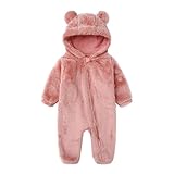 Babymine Newborn Baby Girl Clothes 0-3 Months Pink Infant Coat Snowsuit,Baby Girl Fall Winter Outfits Fleece Hoodie Onesie New Born Bear Costume Sleeper Snow Suit