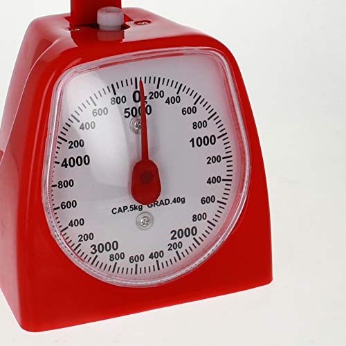 Utoolmart Mechanical Kitchen Scale - Diet Food Scale - With Pounds & Kilogram Measurements - Measuring Range 5000G Accuracy 5G With Tray Red 1Pcs #TOP2