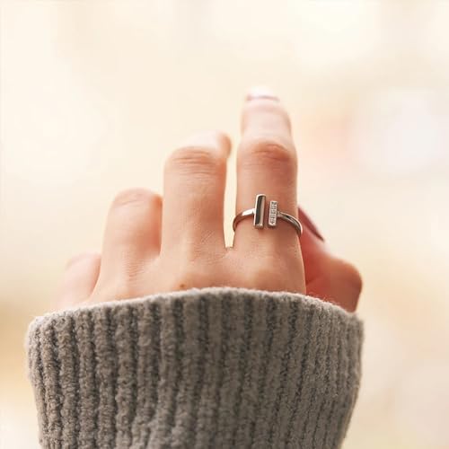 PRETOLE S925 Sterling Silver Rings for Women, To My Daughter Sterling Silver Open Ring with Cubic Zirconia Adjustable Silver Thumb Rings for Women Mother Daughter Rings, with Jewellery Box