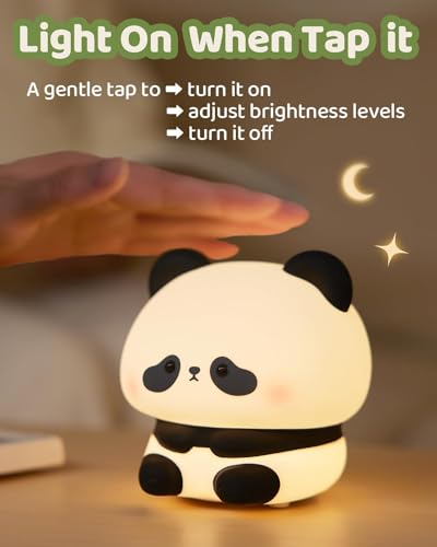 Image of SKYTONE Cute Panda Night Light for Kids,Nursery Silicone Night Light,7-Color Changing LED Lamp,Room Decor, Gifts for Toddler Children Teenage Girls Valentine's Day (Baby Panda)