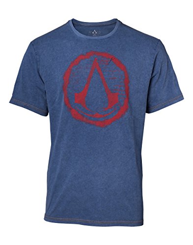Bioworld EU Assassin'S Creed Men's Crest Logo Faux Denim T-Shirt, Small, (TS551119ASC-S) Camiseta, Azul (Blue Blue), S para Hombre
