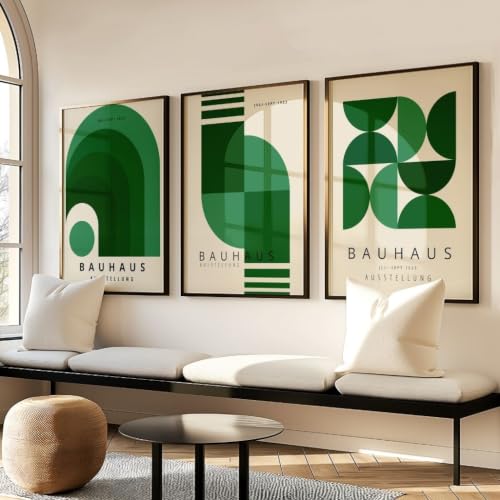 Affiches d'art géométriques vertes style Bauhaus moderne 70x100cm - 2