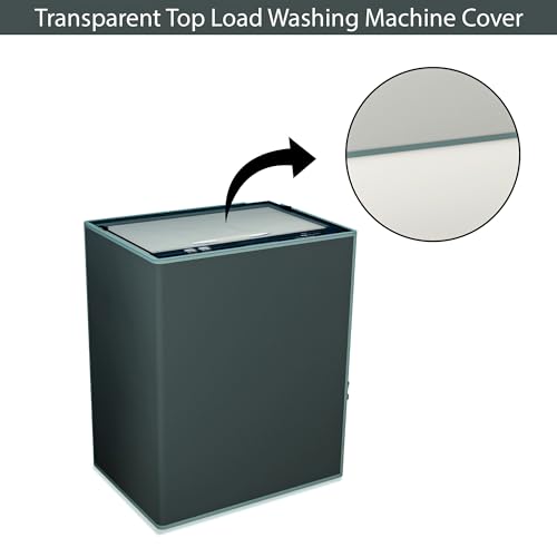 Image of Kuber Industries PVC Fully Automatic Top Load Washing Machine Cover (7 kg, 7.5 kg, 8 kg & 8.5 Kg) Waterproof and Dustproof Washing Machine Top Cover | Plain - Grey