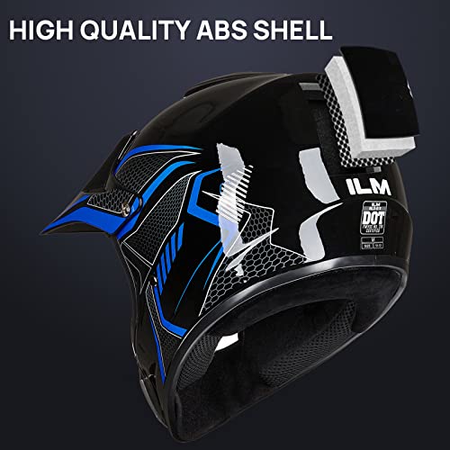 Ilm Youth & Kids Dirt Bike Helmet Atv Motocross Dot Approved Off-Road Street Helmet Unisex-Child Full Face Protective Helmet For Motorcycle Model Bld-818(Blue,Youth-Small) #TOP7