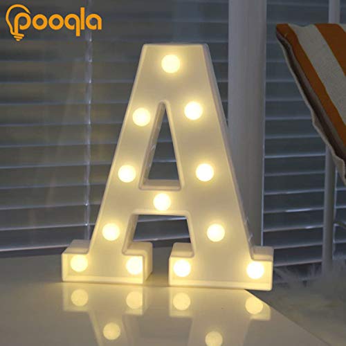Pooqla LED Marquee Letter Lights Sign, Light Up Alphabet Letter for Home Party Wedding Decoration A - Thumbnail 4