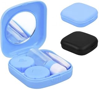 Nivofu 2 PCS Contact Lens Case, Pocket Contact Glasses Travel Kit, Portable Mini Contact Lens Box Holder Container, Contact Lens Soak Storage Container for Travel School Home Outdoor
