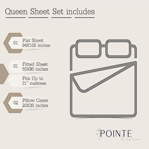 Pointehaven 100% Cotton Sheets Queen Size, 500 Thread Count Sateen Weave Bed Sheet & Pillowcase Sets, Soft Cotton 4 Piece Bed Sheets Set, Fits Mattress 21 Inches Deep Pocket - Chocolate #TOP7