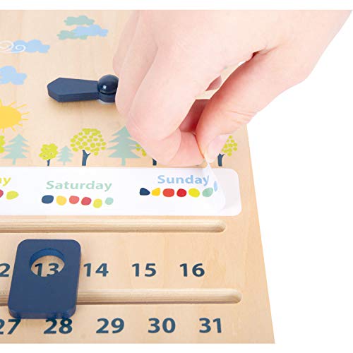 small foot Lerntafel Holz, UVM, Lernuhr mit Kalender „Educate“, Lernen von Uhrzeit, Wetter und Wochentagen, für Kinder ab 5 Jahren, 11625, Mehrfarbig, S – Bild 8